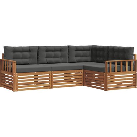 vidaXL Outdoor Sofa Set 4 pcs Natural and Anthracite (1/5)