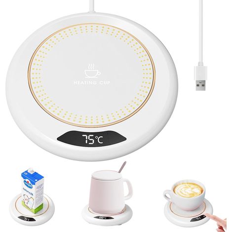 Scaldatazze USB, tazza riscaldata USB con 3 impostazioni di temperatura, scaldatazze da tavolo USB con spegnimento automatico dopo 8 ore, tazza riscaldata per caffè, tè, latte, candele