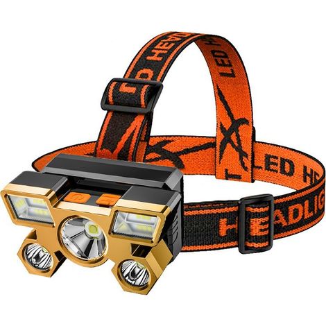 Wiederaufladbare LED-Stirnlampe, 5 Modi, superhell, freihändige Taschenlampe für Camping, Angeln, Radfahren, Wandern, wasserdicht – Farbe wie im Hauptbild gezeigt
