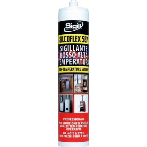 Cartouche silicone haute tempe'rature rouge Sigill silcoflex 587 jusqu'a' 270o pour chemine'es et poeles 300 ml fabrique' en Italie