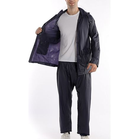 Manteau Impermeable Transparent - Combinaison Pluie Pantalon Séparé - PVC Polyester - Pour Adulte - Usage Extérieur et Quotidien - Taille XXL (1/5)