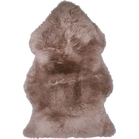 Tapis en Peau de Mouton Véritable Doux pour Chambre et Salon Coloris Taupe 67 x 100 cm - PANGIVO (1/2)