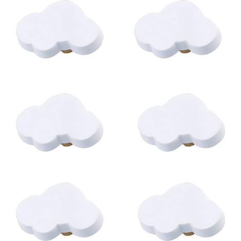 Set di 6 pomelli per cassetti in gomma morbida a forma di cartone animato per bambini, bambine, ragazzi, armadi, giocattoli, librerie (Nuvola)
