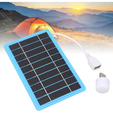 Panneau Solaire USB Portable 5W 5V avec Lumière Blanche pour Camping, Randonnée, Pêche – Compact, Léger (ABS, 54g) (1/5)