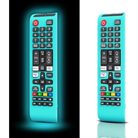 Lot de 2 coques de protection en silicone pour télécommande TV Samsung Glow in The Dark BN59-01301A Bn59-01315A Bn59-01199F (bleu lumineux) (1/5)