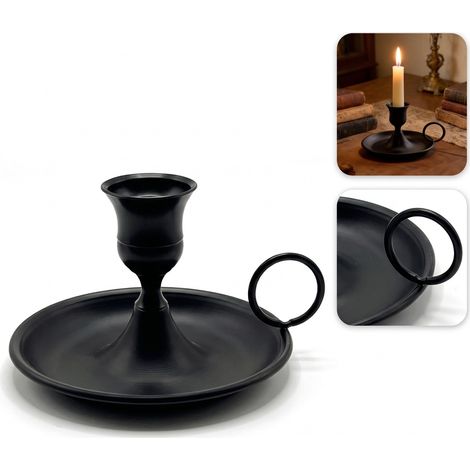 1 Piece Chandelier a Main Metal Noir Mat 11,5 x 7 x 11,5 cm 0,1 kg pour Maison Fete Decoration Romantique Diner aux Chandelles (1/5)