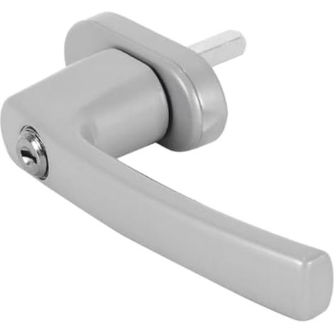 Lot de 2 poignées de porte-fenêtre et balcon en aluminium argenté avec axe de 35 mm et 4 clés (1/5)