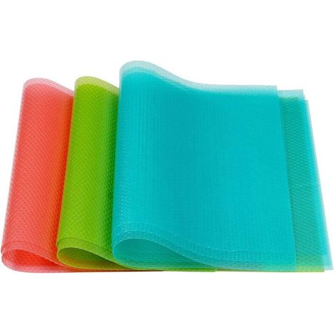 Lot de 9 tapis de réfrigérateur lavables et imperméables pour étagères et tiroirs 3 rouges/3 verts/3 bleus