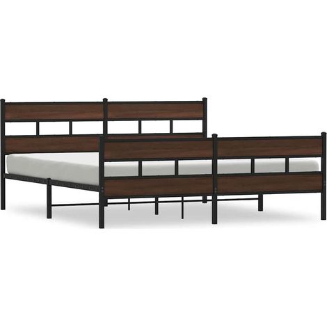 Maison Exclusive - Cadre de lit en métal sans matelas chêne marron 200x200 cm (1/5)