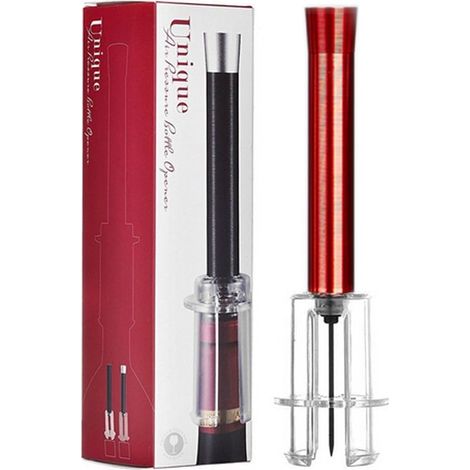 Tire Bouchon, Un Tire-Bouchon à Pression d'air Cork Pops Out Ouvre Bouteille Décapsuleur Ouvre Bouteille Vin Outils, Vin Accessoire (Rouge) (1/5)