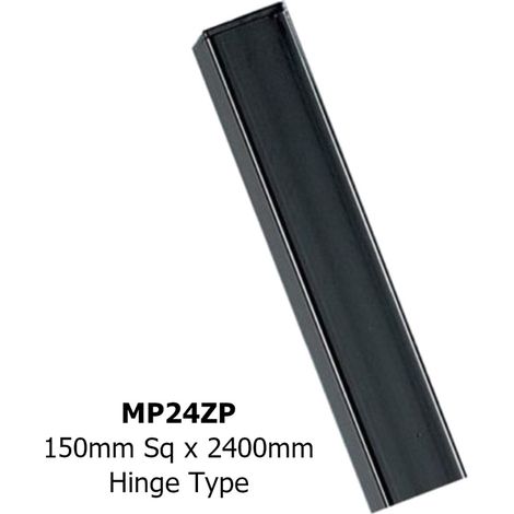 Square Concrete-In Posts, Hinge - Solid Steel - L150 x W150 x H2400 mm - Electro Galvanised/Black Powder Coated