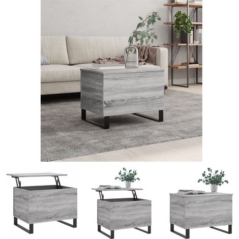 The Living Store Couchtisch Grau Sonoma 60x44,5x45 cm Holzwerkstoff - Couchtische (1/5)