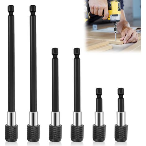 6 Pieces 1/4 Inch Screwdriver Bit Holder, 60 mm, 100 mm, 150 mm Magnetic Screwdriver Bit, Extension Screwdriver Suitable for Most Electric Screwdrivers, Pneumatic (1/5)