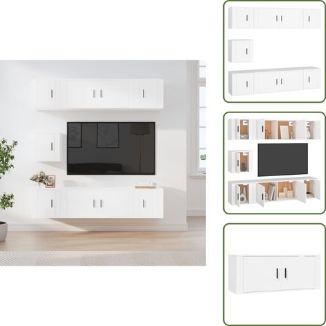 The Living Store 7-tlg. TV-Schrank-Set Weiß Holzwerkstoff - TV-Schrank Set (1/5)