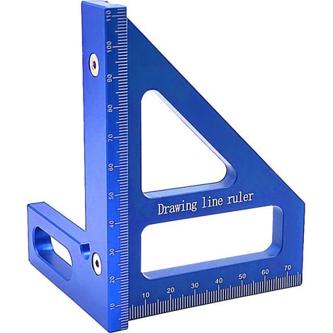 Escuadra de carpintero, transportador de ángulos de 45°/90°, regla triangular, herramienta de marcado y medición para ingenieros y carpinteros (azul). (1/5)