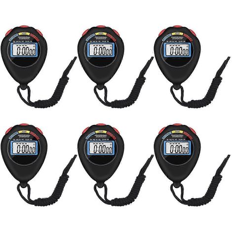 Chronomètre sportif pour entraîneurs avec fonctions heure et alarme - Pack de 6 chronomètres numériques (1/5)
