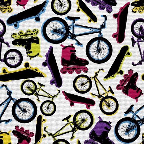 TISSUS DÉCORATIFS EXTÉRIEURS OXFORD - Motif vélos, skateboards et patins à roulettes (1/5)