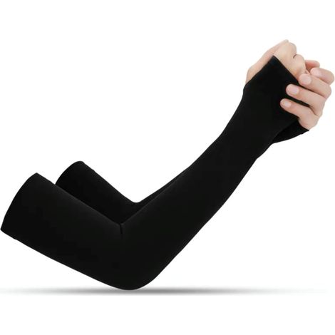 Due paia di manicotti leggeri con passanti per i pollici, realizzati in tessuto traspirante, unisex, con protezione UV, un'alternativa alla crema solare ad alto SPF.