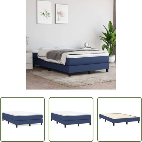 vidaXL Matelas -  Cadre de lit à lattes bleu 120x200 cm tissu (1/5)
