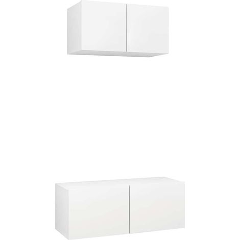Maison Exclusive - Set Mobili Porta TV 2 pz Bianco in Legno Multistrato (1/5)