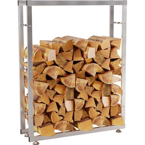 Range-bûches étagère support bois de cheminée 125x80x25 cm en acier inoxydable 100003559 (1/5)