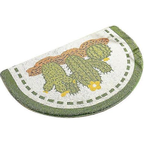 Tapis de bain demi-cercle 40 x 60 cm, en fausse fourrure, absorbant l'eau - Vert cactus (1/5)