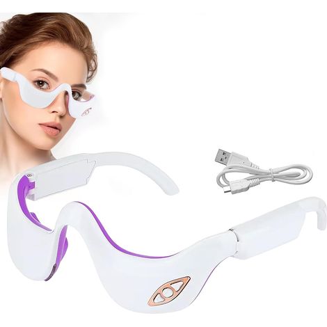 Verwarmende Oogmassageapparaat, 2-in-1 EMS Oogverzorgingsapparaat, Rood Licht Massager, 6 Massagemodi, 3 Intensiteitslevels, Vibrerend Elektrisch Oogmasker (1/5)