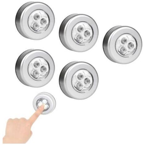 5pcs Lampe Spot Autocollant Éclairage,Lampe Spot LED Autocollant,Lampe Adhésive LED,Spots Lampe LED Sans Fil,Veilleuses Lampe LED,Lampe Autocollante à Piles,pour Placard,Passage(Sans Batterie) [Classe (1/5)
