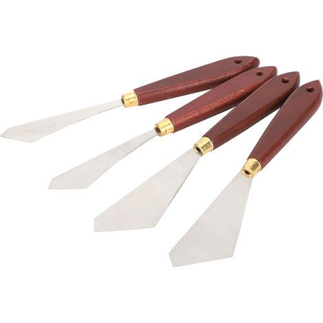 4 spatules en acier inoxydable en forme de couteau à palette pour peinture à l'huile, racloir pour acrylique (1/5)