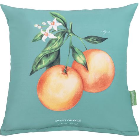 Gardenista - Coussin imprimé d'extérieur, 45x45 cm coussins décoratifs résistants à l'eau, oreillers carrés avec rembourrage en fibres creuses, oreillers de jardin légers - Fougère orange grande (1/5)