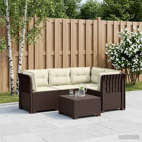 vidaXL Sofá de Jardín para 4 Personas con Cojines Estilo Rattan PP (1/5)