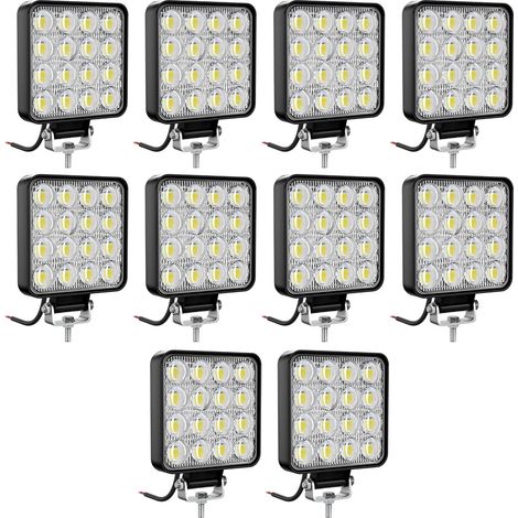 10 Stück LED-Arbeitsscheinwerfer, 8,4 cm quadratische Mini-Projektorlampe (72 W, 12 V/24 V) für Geländewagen, LKW, SUV, 4x4, Traktor