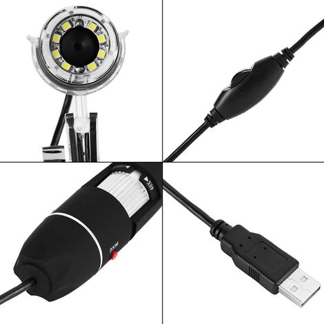 1000-facher Zoom, 8 LEDs, USB-Mikroskop, digitale Lupe, Endoskopkamera, Video mit Stativ (1/5)