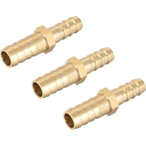 Réducteur raccord barbelé droit en laiton Connecteur Coupleur Adaptateur Cannelé pour ID tuyau 10mm à 8mm 3Pcs (1/4)