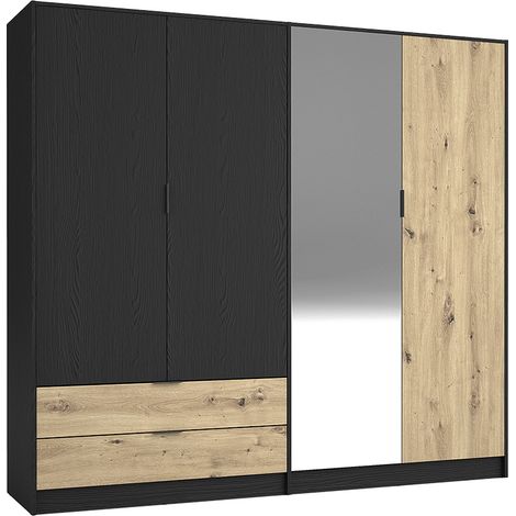 Kleiderschrank 4-türig, 220cm, graphit mit Eiche, UTRECHT-166 (1/5)
