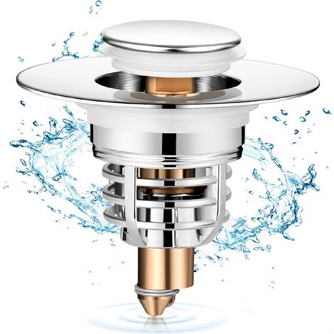 Universal Basin Waste Plug, Improved Drain Plug, Pull Type Sink Drain Plug, Speeds Up Drainage Without Clogging, for Bathtub, Kitchen, Washbasin (Drain Hole 32-41mm) (1/5)