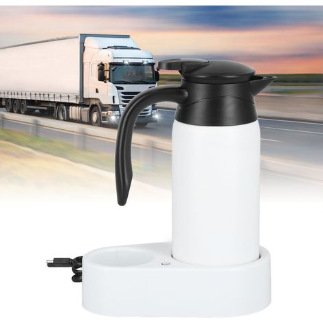 Elektrischer Wasserkocher fürs Auto (800 ml), automatische Umschaltung 12 V/24 V, tragbar, Zigarettenanzünderstecker (12 V/24 V), weißer Sockel (1/5)