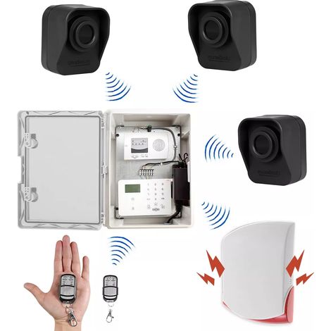 Kit "protection agricole" - Point d'alerte GSM 4G IP65 + 3 détecteurs de mouvement sur piles + sirène 120 dB (DA600+/KP) (1/5)