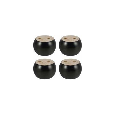 Set mit 4 runden Möbelfüßen aus Holz, 5 cm hoch, für Sofa, Bett, Sessel, Schrank, inklusive Schrauben und Klebeband (Schwarz) - Crezuo (1/4)