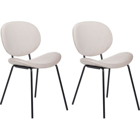 Esszimmerstuhl 2er Set LUANA Samtstoff Hellbeige