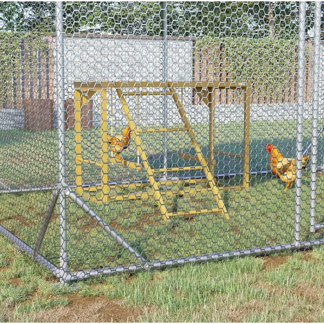 Aire de jeu en bois pour poules avec balançoires et échelle, 3 à 4 poules, naturel (1/5)