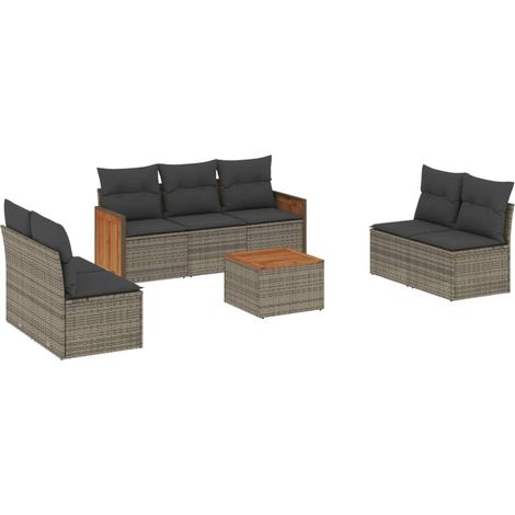 Maison Exclusive - 8-tlg. Garten-Sofagarnitur mit Kissen Grau Pol