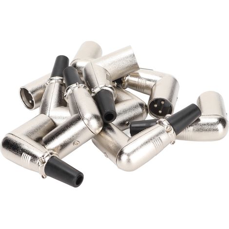 Connecteur XLR mâle coudé à 3 broches, soudure, signal stable, fiches XLR métalliques pour câble microphone DIY, lot de 10 (1/5)