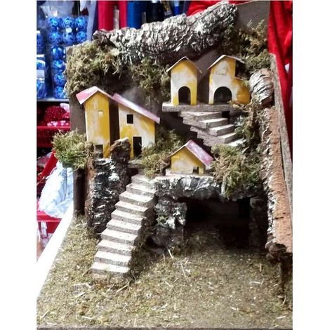 Capanna grotta di Natale in legno per addobbi natalizi decorazioni casa presepe (1/4)