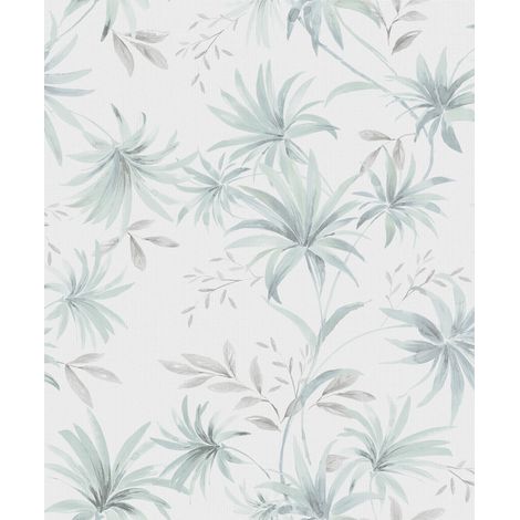 papier peint feuilles turquoise grisé - Sanders & Sanders (1/2)