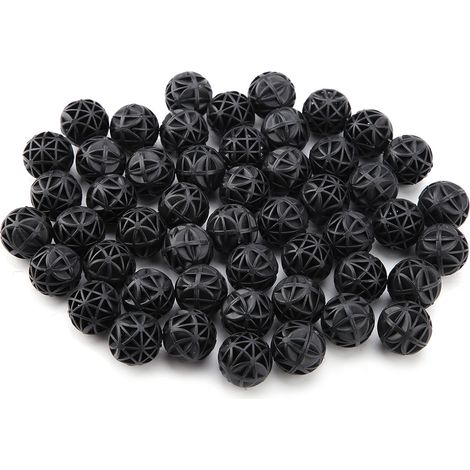 50 unités de billes filtrantes biochimiques bioporeuses avec coton pour aquariums et bassins, 36 mm (1/5)