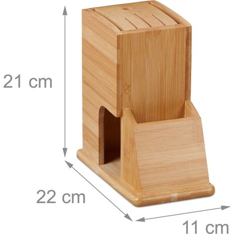 Bloc de cuchillos moderno almacenamiento ergonómico 30 x 12 x 22 cm de bambú natural 130013135 (1/4)