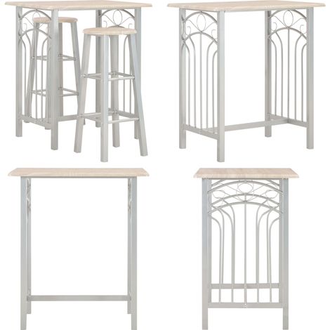 3-tlg. Bar-Set Holz und Stahl - Holztisch - Stahlttisch - Bar Set - Gartenmöbel - Bistrotisch - Home & Living (1/5)