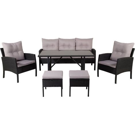 Salon de Jardin "Knock" 158cm Noir & Gris (1/5)
