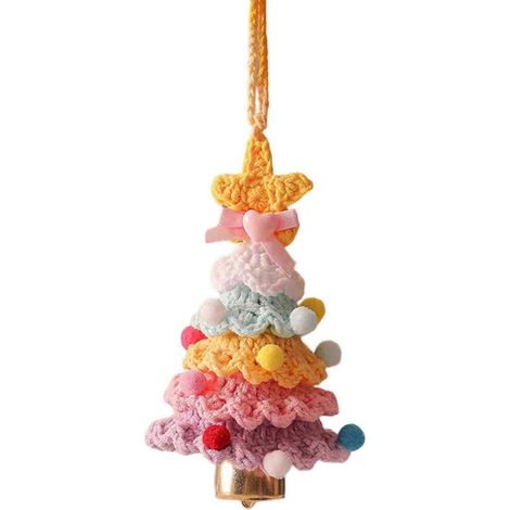 Handgestrickter Weihnachtsbaumschmuck zum Aufhängen, lila, für Autoinnenräume und Zuhause (1/5)